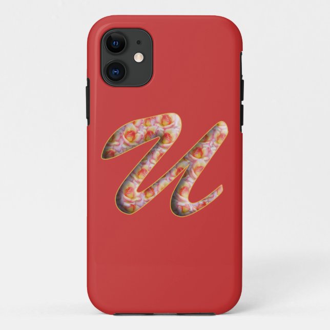 Monogram U in Roses Pattern Iphone 5 Case (Back)