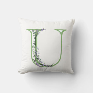 Monogram U Lavender Eucalyptus Throw Pillow