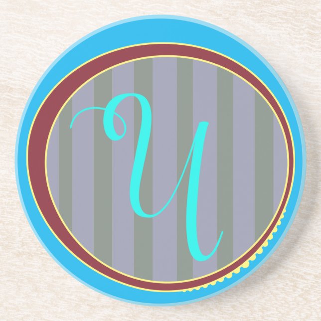 Monogram U Sandstone Coaster (Front)