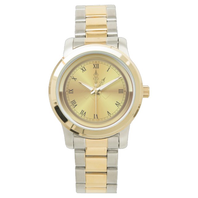  Monogram Unisex Oversized Two Tone Bracelet Watch (Front)