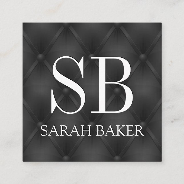 Monogram Upholstered Padding Square Business Card (Front)
