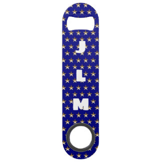 Monogram USA Gold and Blue Star Design Bar Key