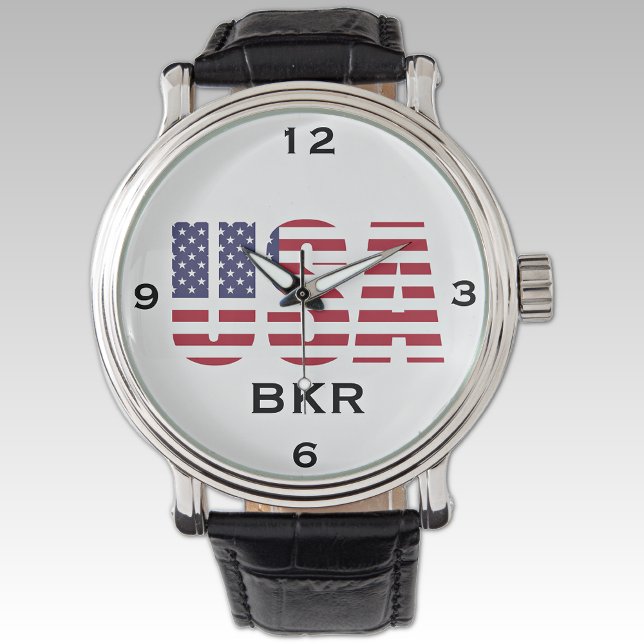 Monogram USA Vintage Black Leather Watch (Creator Uploaded)