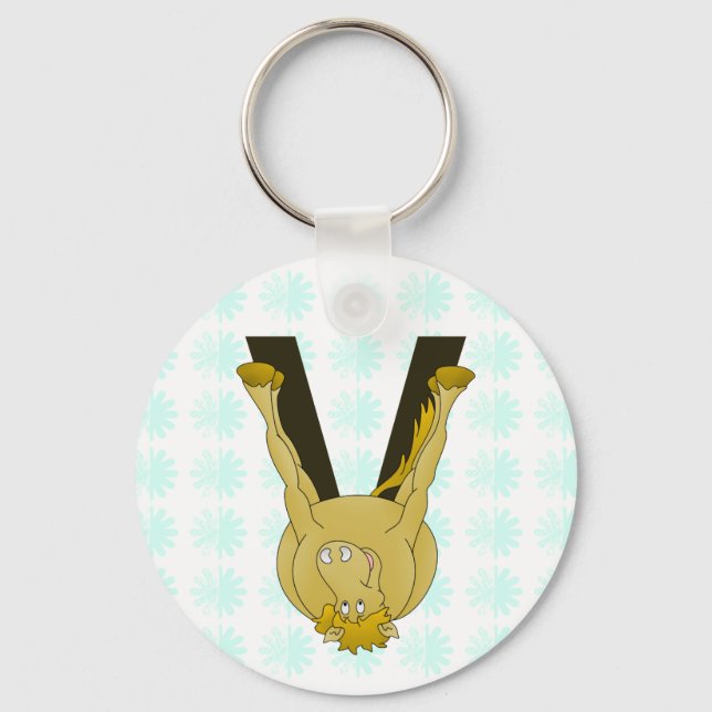 Monogram V Cute Horse Personalised Keychain (Front)