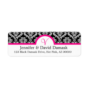 Monogram V Damask White Address Labels