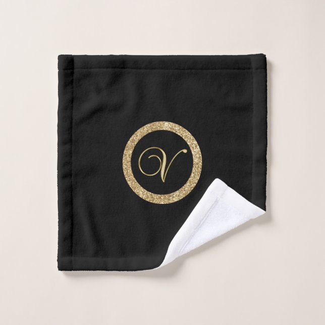 Monogram V, elegant golden script Wash Cloth (Wash Cloth)