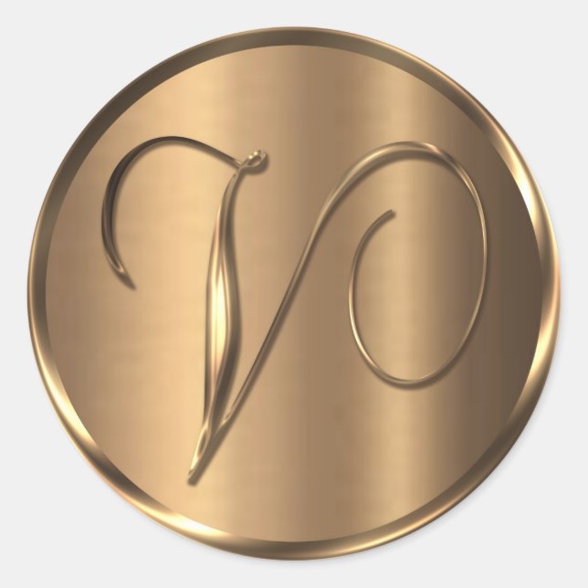 Monogram V NONMETALLIC Bronze Envelope Seal (Front)