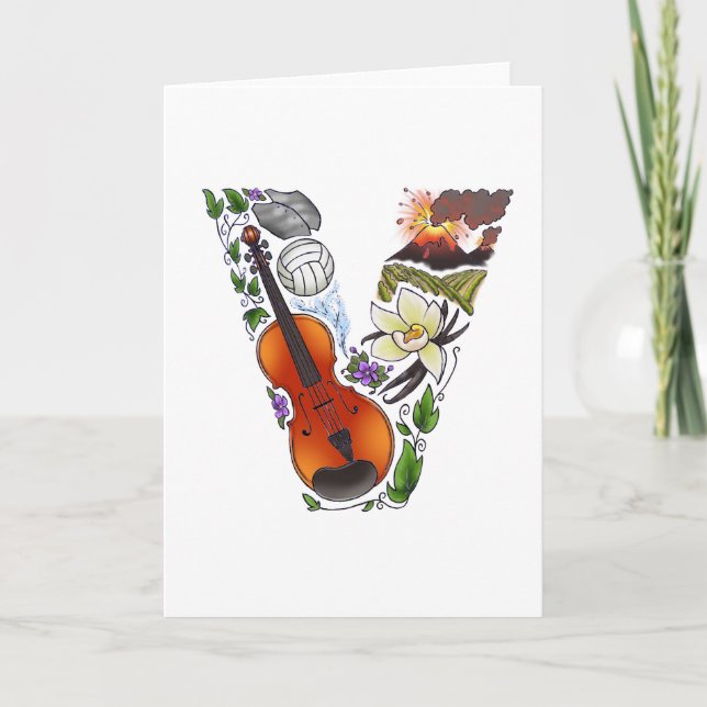 Monogram "V" note card (Front)