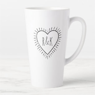Monogram Valentines Day Heart  Latte Mug