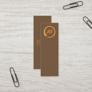 Monogram vertical zen businesscards in orange mini business card