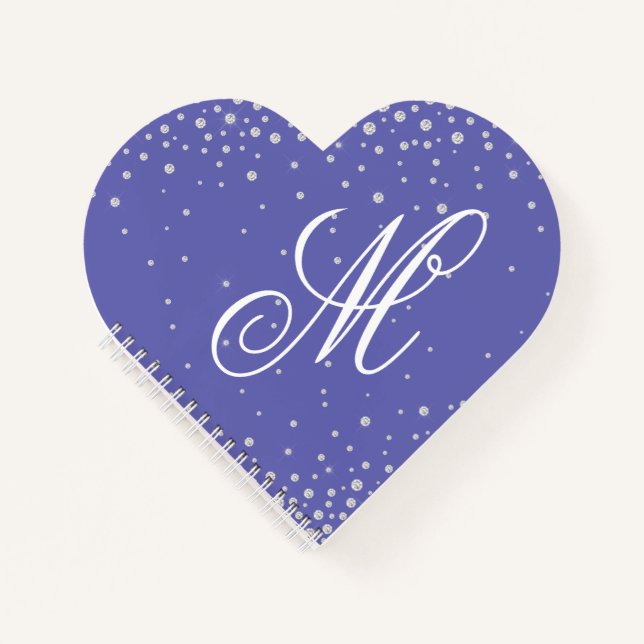 Monogram Very Peri Purple Diamonds Personalized Notebook (Front)