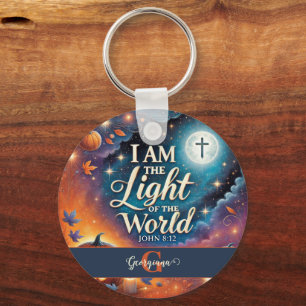 Monogram Vibrant Christian Halloween Bible Verse Keychain
