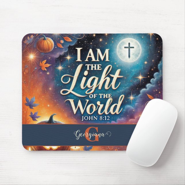 Monogram Vibrant Christian Halloween Bible Verse Mouse Pad (With Mouse)
