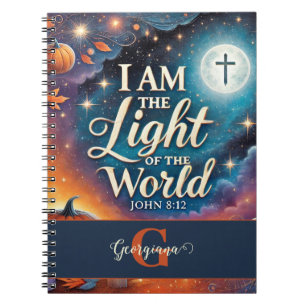 Monogram Vibrant Christian Halloween Bible Verse Notebook