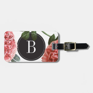 Monogram Vintage Botanical Print   Luggage Tag