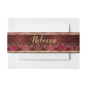 Monogram Vintage Burgundy Colour Decor Luxury Invitation Belly Band