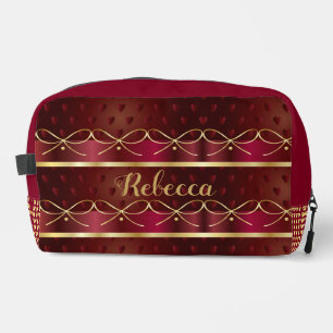 Monogram Vintage Burgundy Colour Luxury Gold Decor Dopp Kit