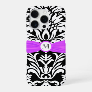 Monogram Vintage Damask Floral Pattern iphone 16 Pro Case