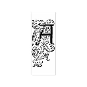 Monogram Vintage decorative  initial Letter A Rubber Stamp