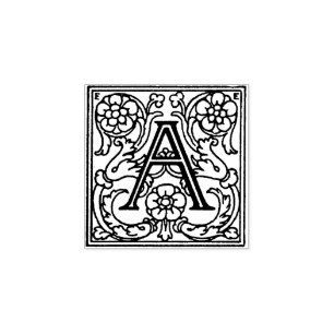 Monogram Vintage decorative  Letter A Rubber Stamp