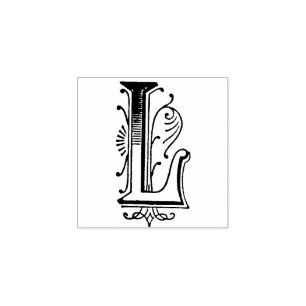 Monogram Vintage decorative  Letter L Rubber Stamp