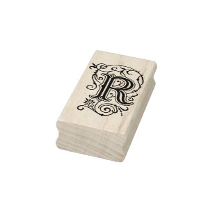 Monogram Vintage decorative Letter R Rubber Stamp