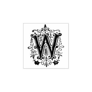 Monogram Vintage decorative Letter W Rubber Stamp