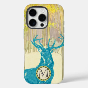 Monogram Vintage Deer Art Nouveau Forest iphone iPhone 16 Pro Case