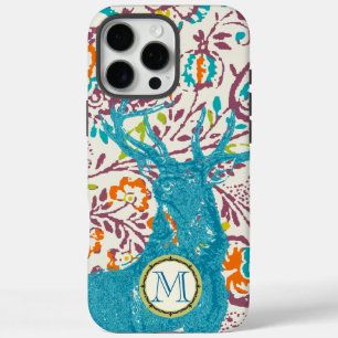 Monogram Vintage Deer Art Nouveau Forest iphone iPhone 16 Pro Max Case