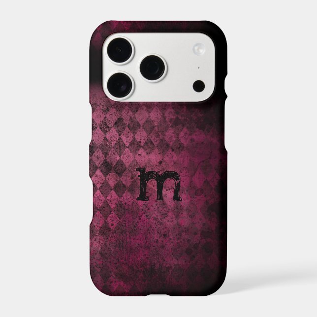 Monogram Vintage Eggplant and Plum Argyle iPhone (Back)