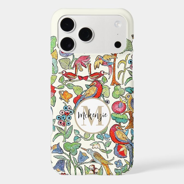 Monogram Vintage Faux Embroidered Pattern iphone (Back)