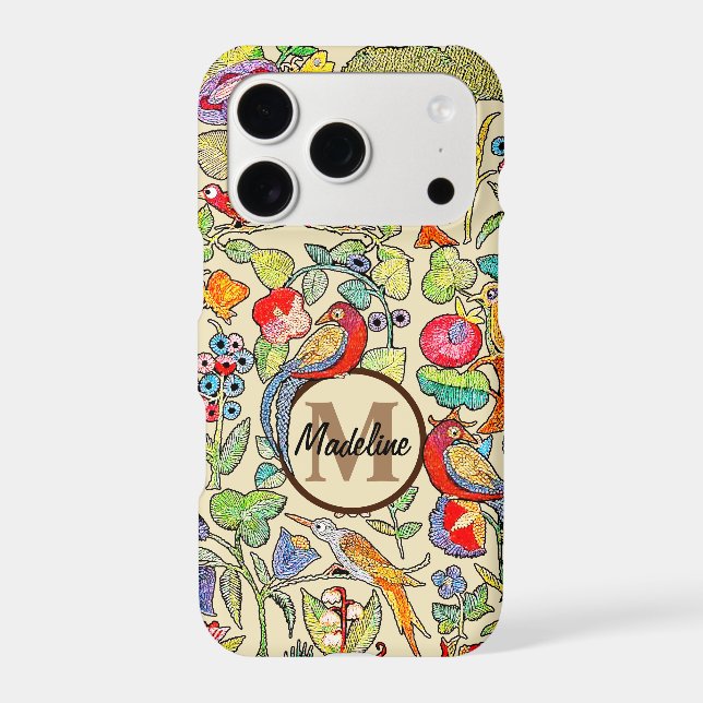 Monogram Vintage Faux Embroidered Pattern iphone (Back)