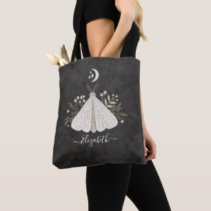 Monogram Vintage Floral Butterfly Tote Bag