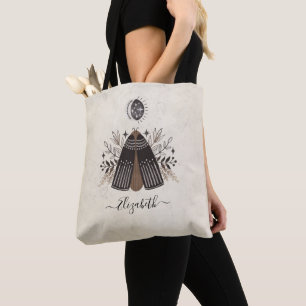 Monogram Vintage Floral Butterfly Tote Bag