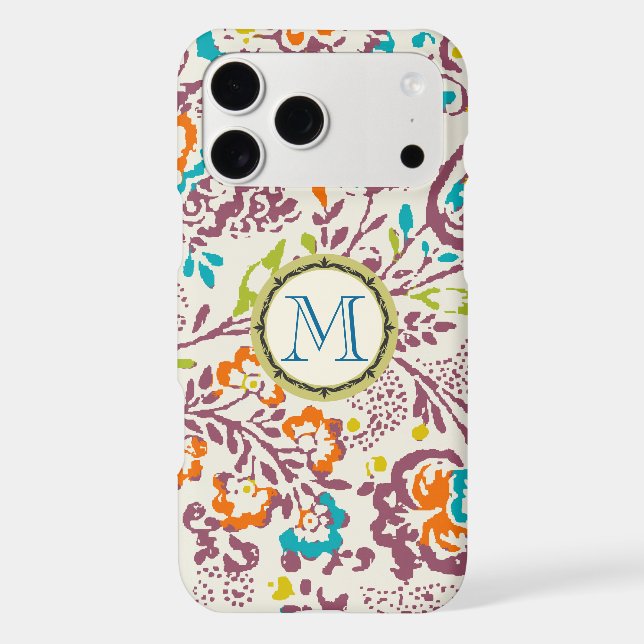 Monogram Vintage Floral Pattern iphone (Back)