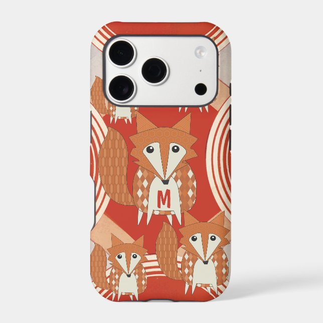 Monogram Vintage Fox Art Red Retro iphone 5 (Back)