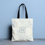 Monogram Vintage Grey Floral Pattern | Botanical Tote Bag<br><div class="desc">This vintage floral design features soft grey flowers and foliage with your monogram. Personalize by editing the text in the text box. Elegant and stylish. #floral #flowers #foliage #botanical #vintage #bohemian #grey #grey #cream #stylish #elegant #trending #trendy #design #designer #style #interiordesign #decor #home #homedecor #office #work #school #textile #pattern #antique...</div>