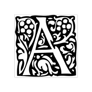 Monogram Vintage   initial Letter A Rubber Stamp