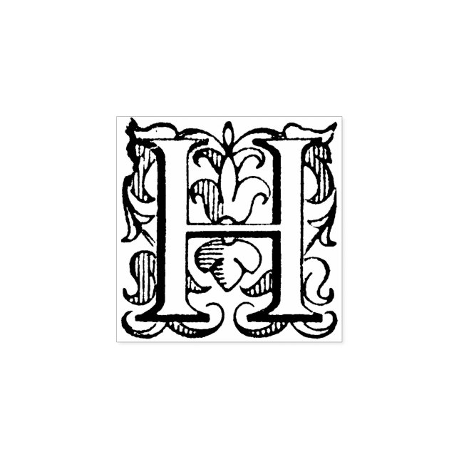 Monogram Vintage   initial Letter H Rubber Stamp (Imprint)
