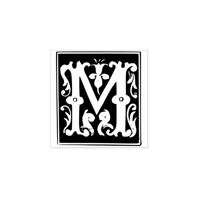 Monogram Vintage   initial Letter M Rubber Stamp (Imprint)