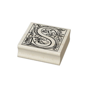 Monogram Vintage   initial Letter S Rubber Stamp