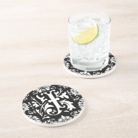 Monogram Vintage J Wedding Anniversary Coasters