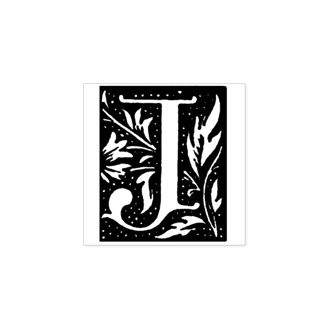 Monogram Vintage letter J Rubber Stamp (Imprint)