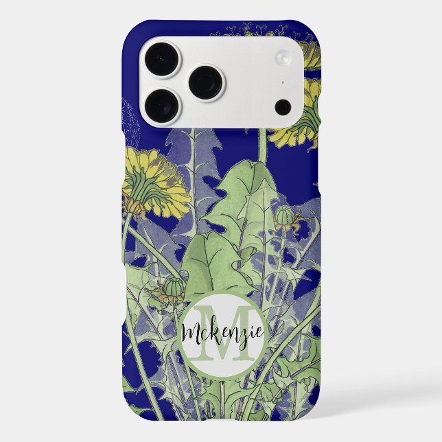 Monogram Vintage Modern Dandilion Flower iphone (Back)