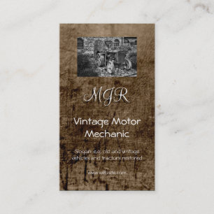 Monogram, Vintage Motor Mechanic, leather-effect Business Card