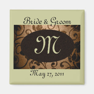 Monogram Vintage Parchment Save The Date Magnet