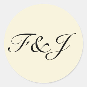 Monogram Vintage Pastel Lemon Yellow Wedding Classic Round Sticker