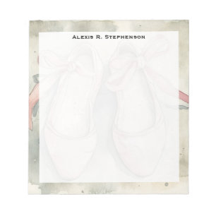 Monogram Vintage Pastel Pink Ribbon Ballet Flats Notepad