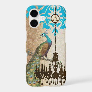 Monogram Vintage Peacock Chandelier Damask iPhone