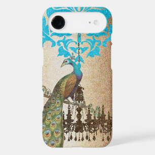 Monogram Vintage Peacock Chandelier Damask iPhone